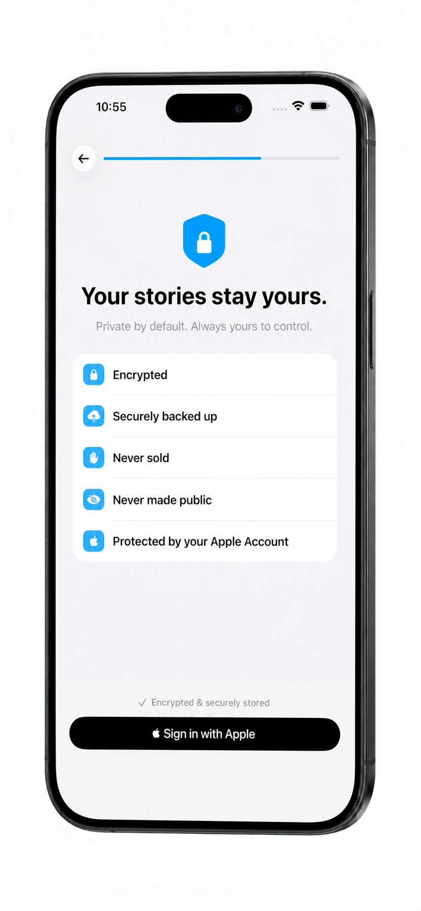 Chapter privacy and account protection screen